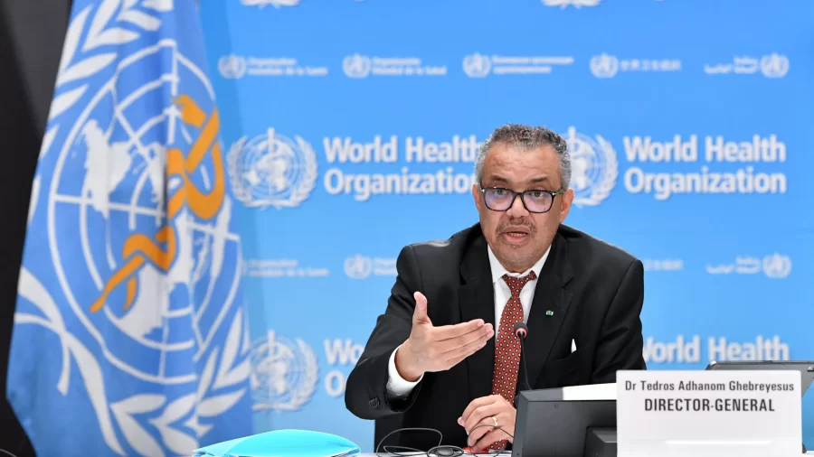 World Health Organization WHO director- general Tedros Adhanom Ghebreyesus speaks during a press briefing at the WHO headquarters in Geneva. Photo: Lian Yi/Xinhua via Getty Images