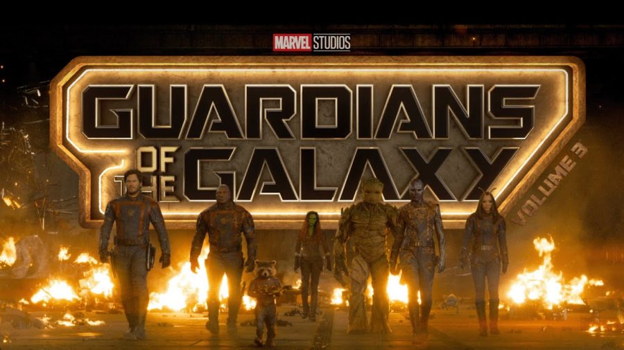A promotional image for the film pictures (left to right) Star-Lord, Drax, Rocket, Gamora, Groot, Nebula and Mantis. (Marvel Studios) 