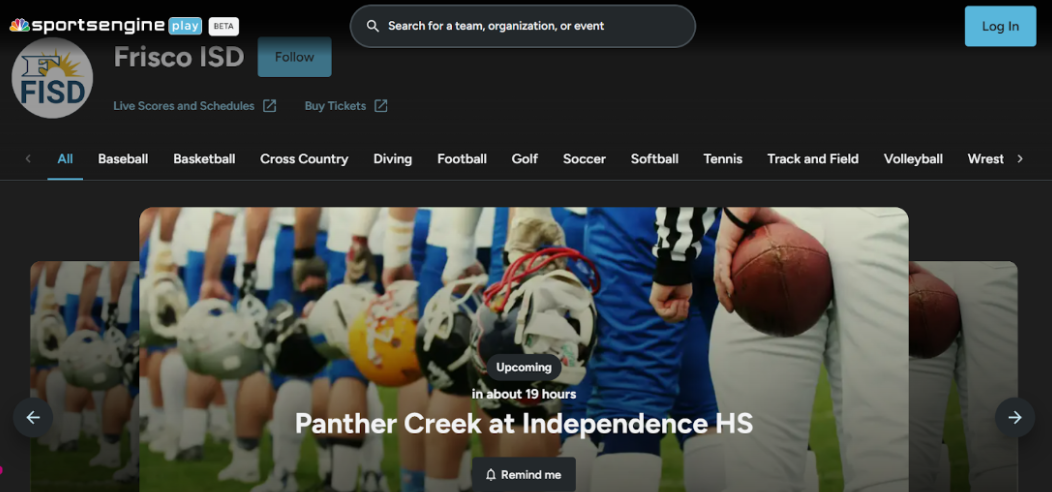 In Fall of 2024, NBC Sports Next’s SportsEngine Introduced FriscoSportsLive.com in order to broadcast FISD Athletics. (FriscoSportsLive.com)
