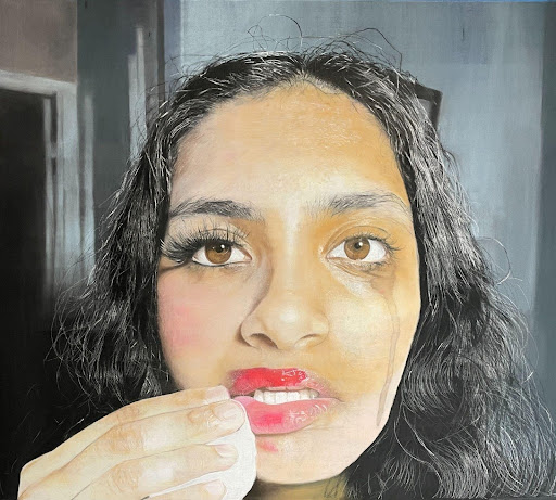 Harshini Dhanasekar’s piece, titled “Disheveled,” revolves around the beauty in imperfection. Dhanasekar hopes the piece allows viewers to embrace their flaws and recognize where true beauty lies. 