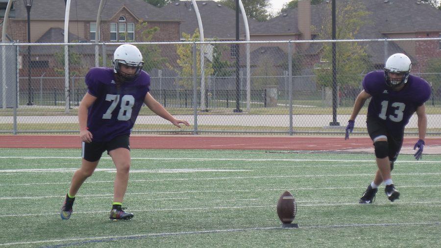 Brooke Cohen practicing her kicking skills.