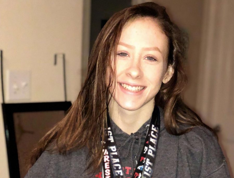 In her first year on the varsity girls wrestling team, Tabitha Wood benefits the team with her experience and talent. She earned a first place medal at the Marcus Somerstein Wrestling Tournament this year at Bishop Dunne Catholic School. 