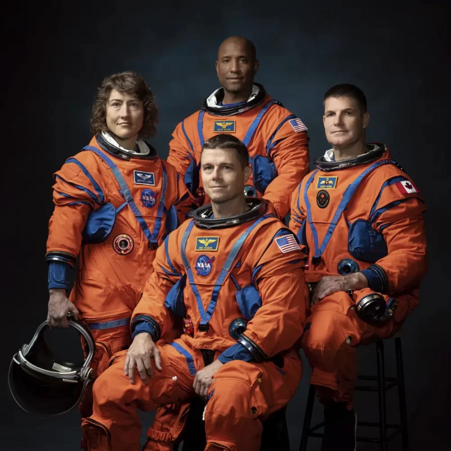 The four astronauts at the Johnson Space Center in Houston on March 29, 2023. (Josh Valcarcel/NASA)