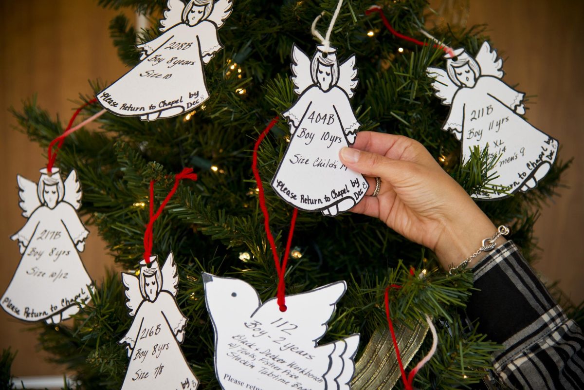 Angel tree Christmas wishes displayed at Eglin Air Force Base, taken by writer and photographer Samuel King Jr. 